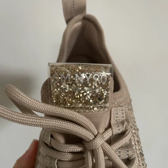 Steve Madden NY 90 Maxima Rhinestone Blush/Beige Women's Sneakers. - Picture 5 of 8
